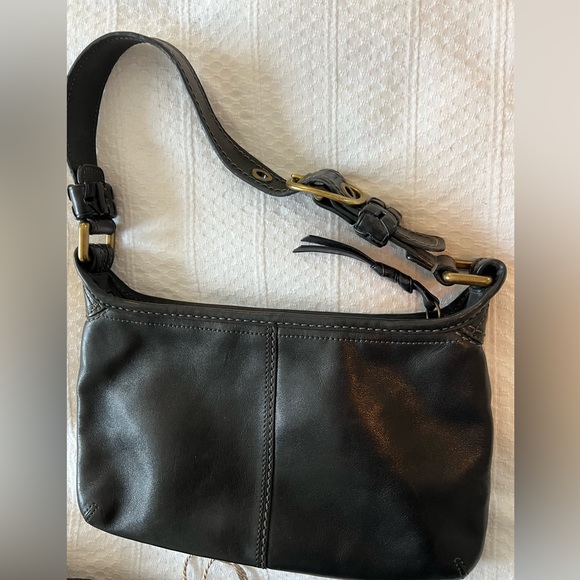 COACH Bleecker 11415 Smooth Black Leather Shoulder Bag Tattersall Lining - Picture 10 of 13